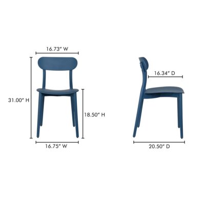 Kent Outdoor Dining Chair Navy - Set Of Two QX-1017-46 QX 1017 46 70