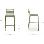 Kade Outdoor Bar Stool Green Set of Two QX-1022-16 QX 1022 16 70 dim