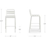 Kade Outdoor Bar Stool White Set of Two QX-1022-18 QX 1022 18 70 dim