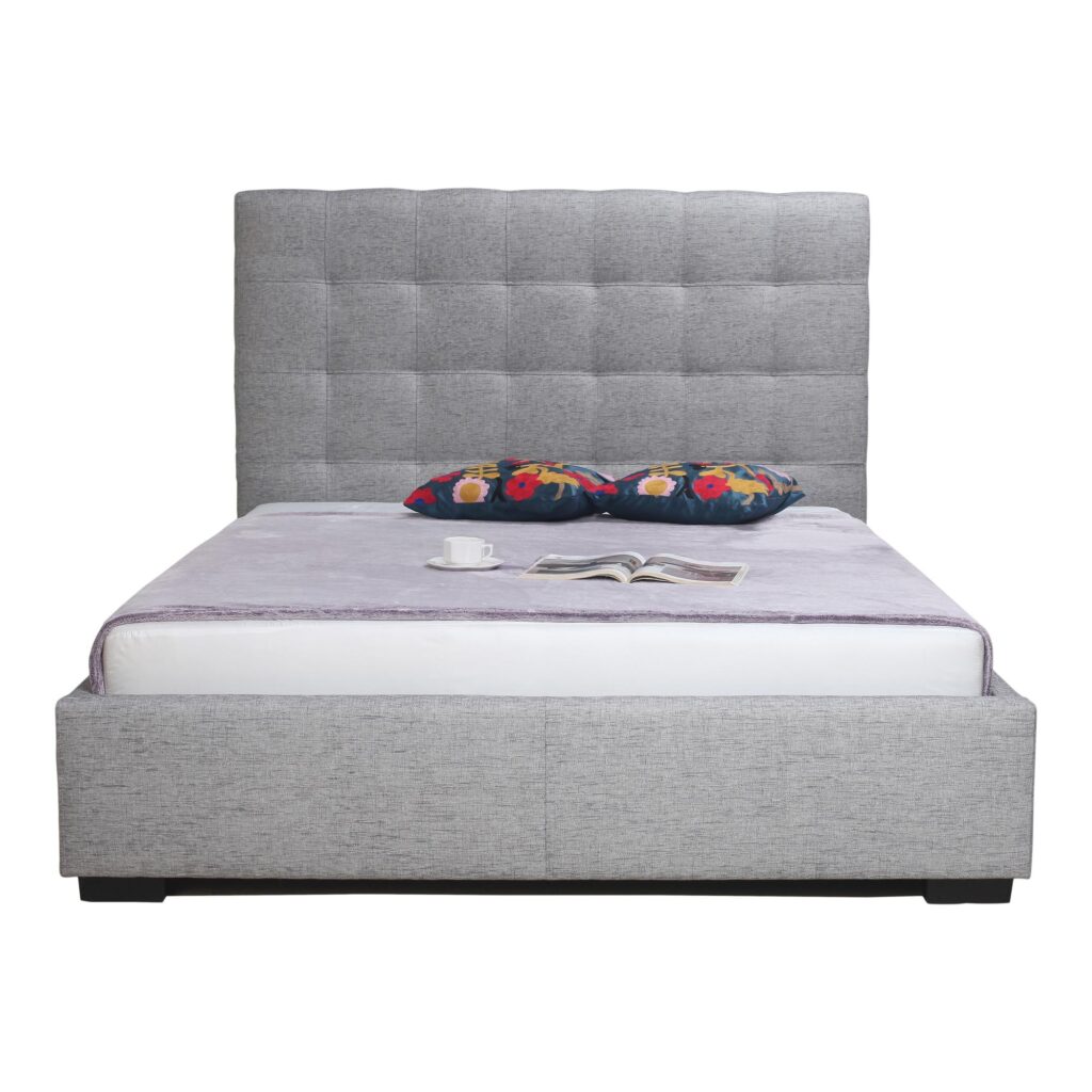 Belle Storage Bed Queen Light Grey Fabric - Image 2