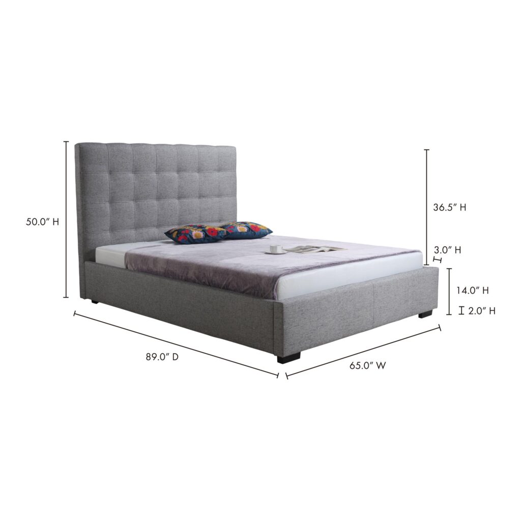 Belle Storage Bed Queen Light Grey Fabric - Image 7