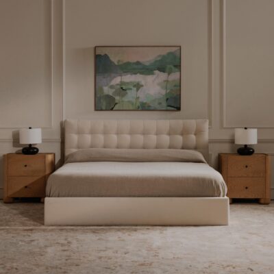 Sebastion Queen Storage Bed Cream