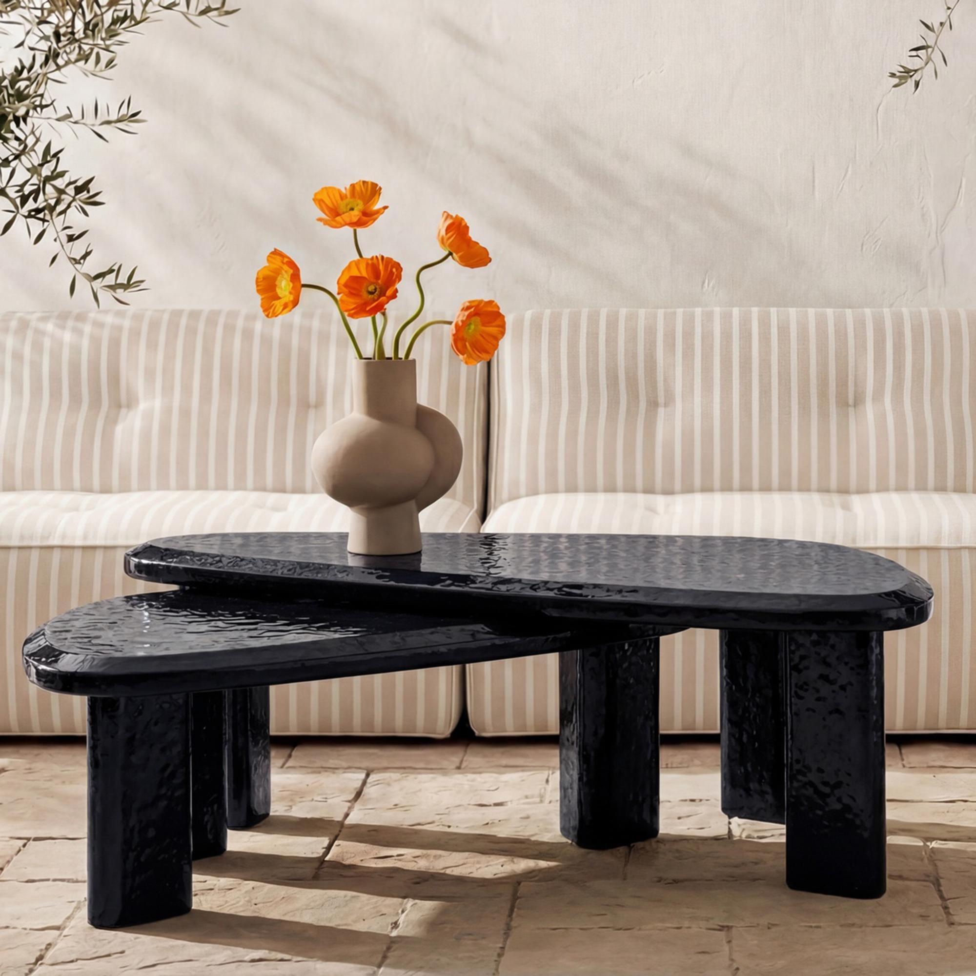 Sophie Outdoor Nesting Table Set Charcoal Lacquer 2 Sophie Outdoor Nesting Table Set Charcoal Lacquer - Image 2