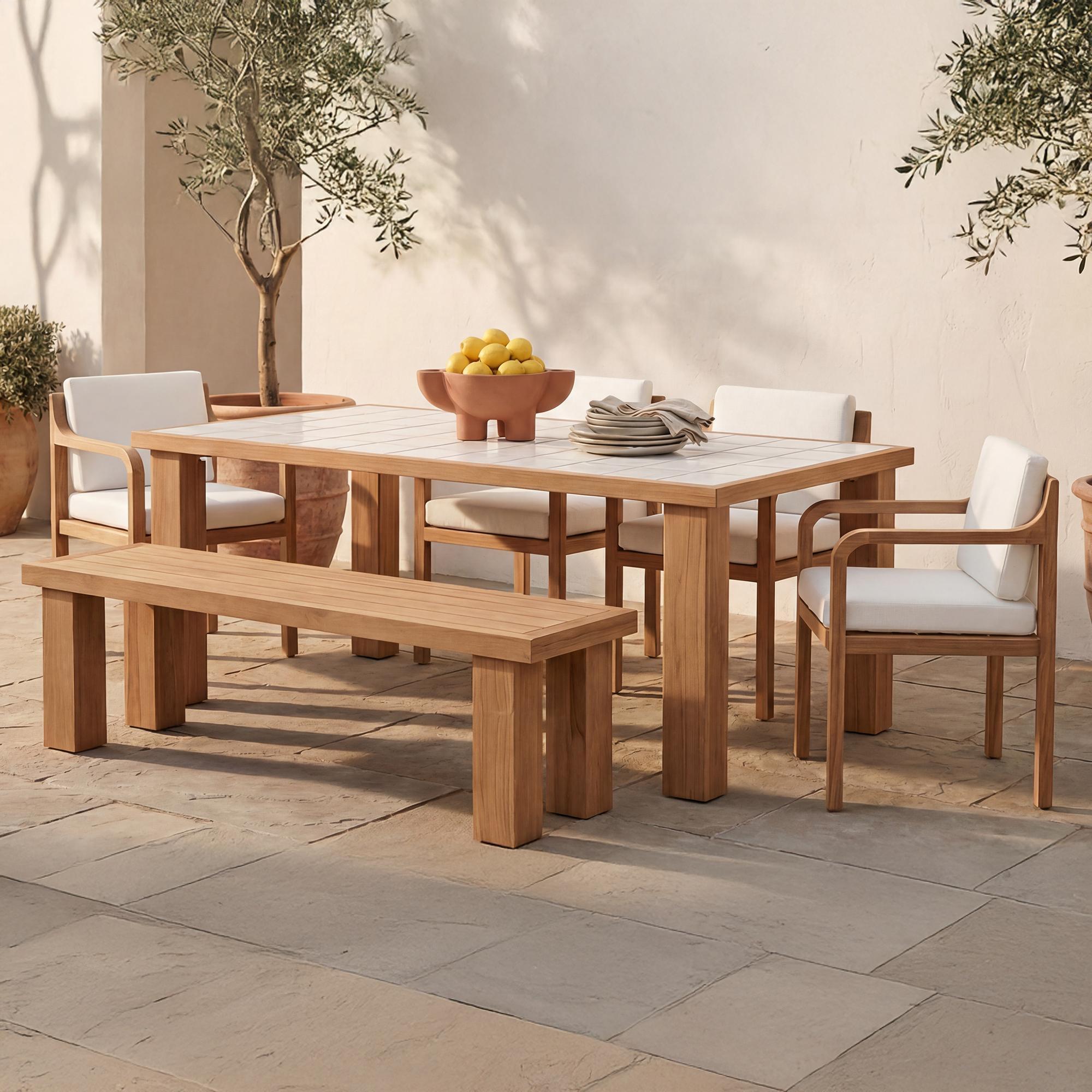 Marina Outdoor Dining Bench Natural 6 Marina Outdoor Dining Bench Natural - Image 6