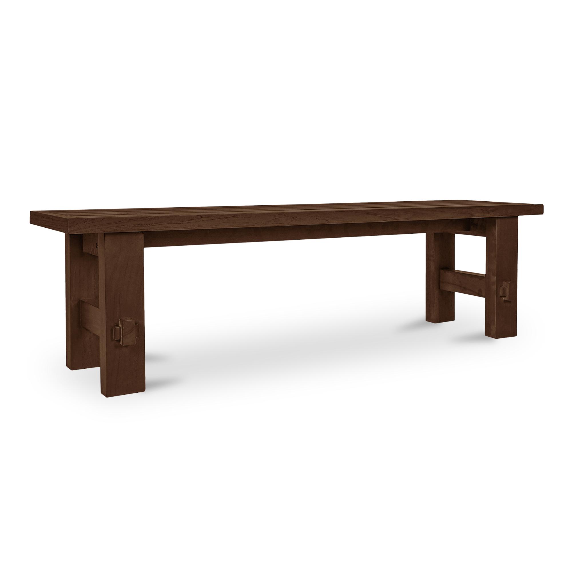 Esmond Outdoor Dining Bench Brown 3 Esmond Outdoor Dining Bench Brown - Image 3