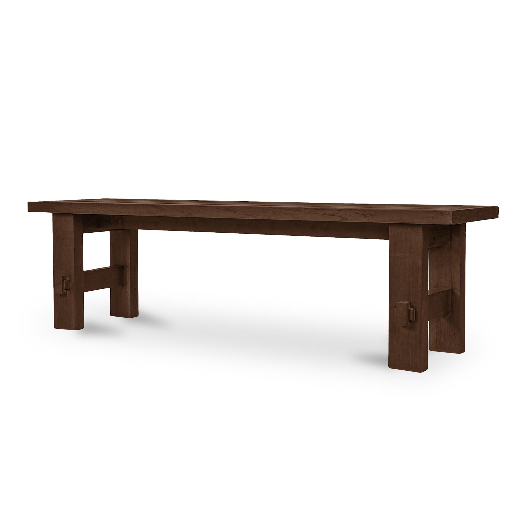 Esmond Outdoor Dining Bench Brown 2 Esmond Outdoor Dining Bench Brown - Image 2