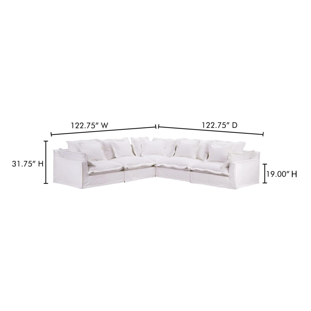 Olivia Classic L-Shaped Modular Sectional White - Image 5