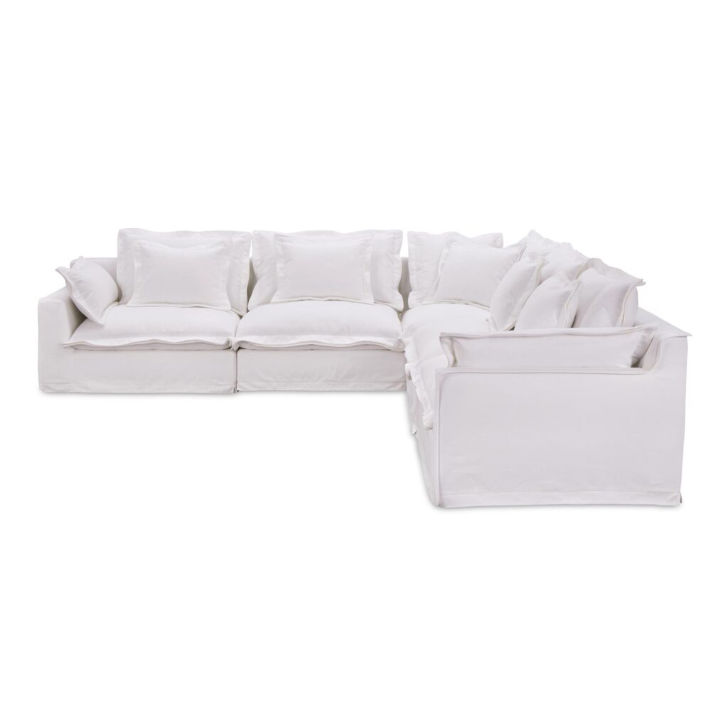 Olivia Classic L-Shaped Modular Sectional White - Image 2