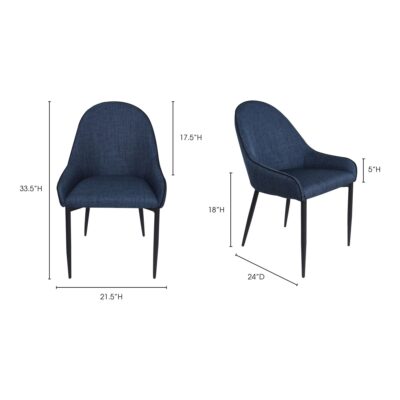 Lapis Dining Chair Dark Blue (Set of 2) UU-1001-26 UU 1001 26 70