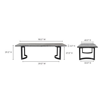 Bent Dining Table Small Weathered Grey VE-1001-29-0 VE 1001 29 70