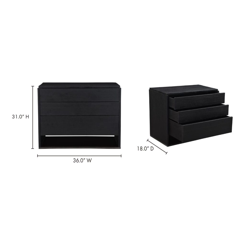 Quinton 3 Drawer Nightstand Black - Image 10