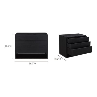 Quinton 3 Drawer Nightstand Black VE-1101-02 VE 1101 02 70