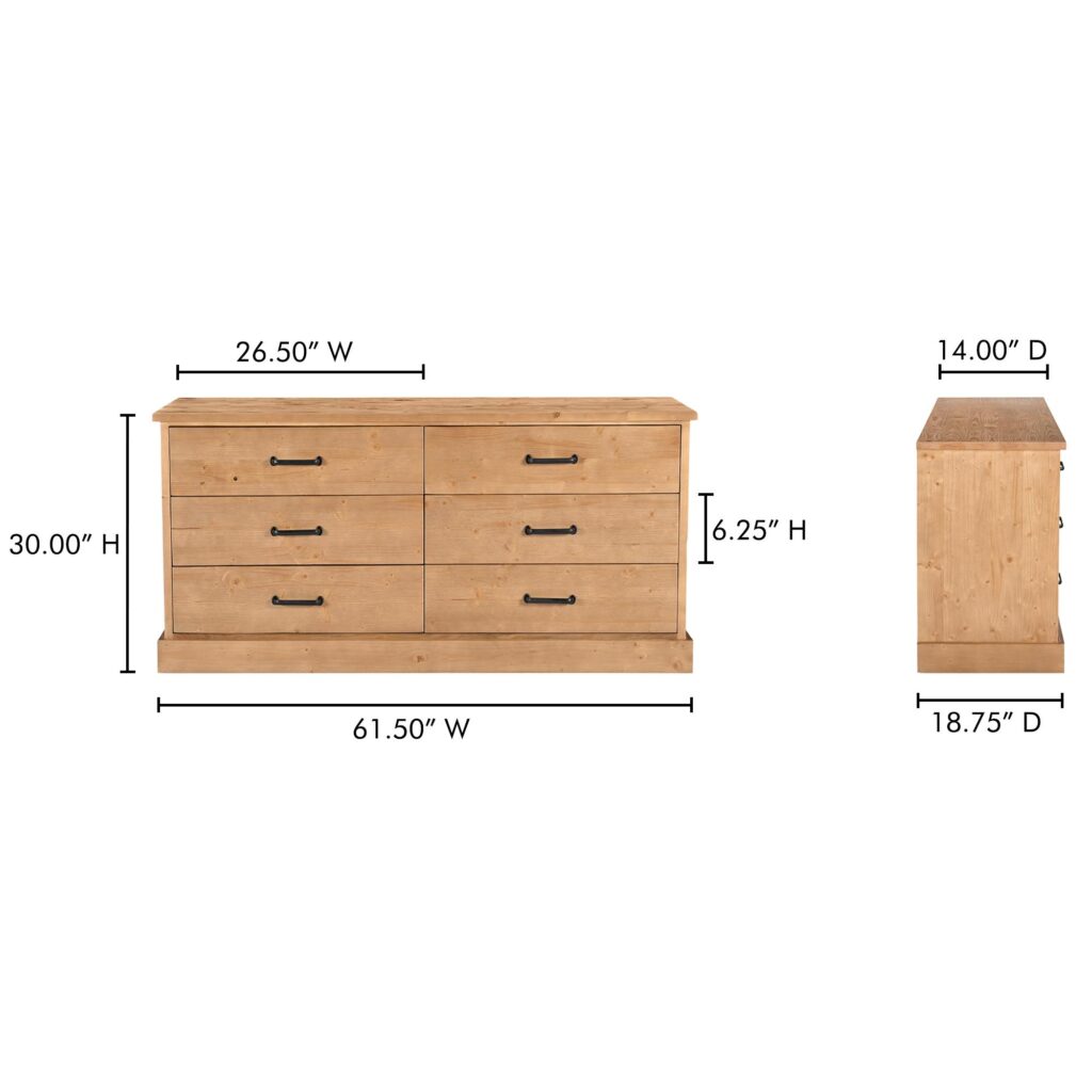 Tade 6 Drawer Dresser Honey Pine - Image 13