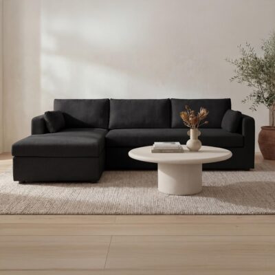 Burrow Sleeper Sectional With Storage Chaise Black Left