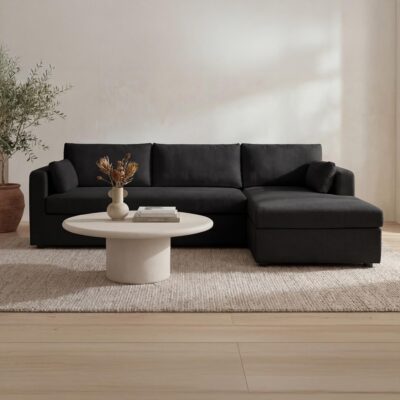 Burrow Sleeper Sectional With Storage Chaise Black Right