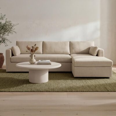 Burrow Sleeper Sectional With Storage Chaise Sand Right