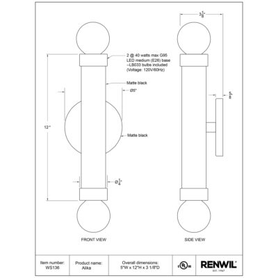 Alika Wall Sconce WS137 WS137 6