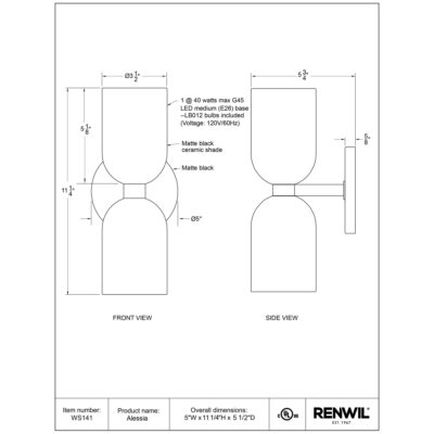 Alessia Wall Sconce WS141 WS141 7