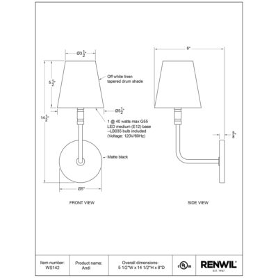 Andi Wall Sconce WS142 WS142 6