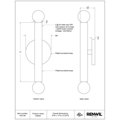 Kassie Wall Sconce WS146 WS146 6