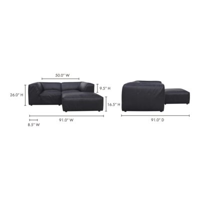 Form Nook Modular Sectional Vantage Black Leather XQ-1006-02 XQ 1006 02 70