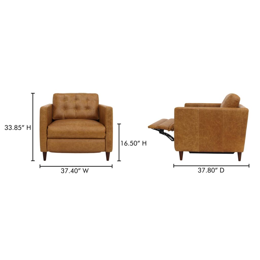 Bridgers Power Recliner Chair Tan Leather - Image 10