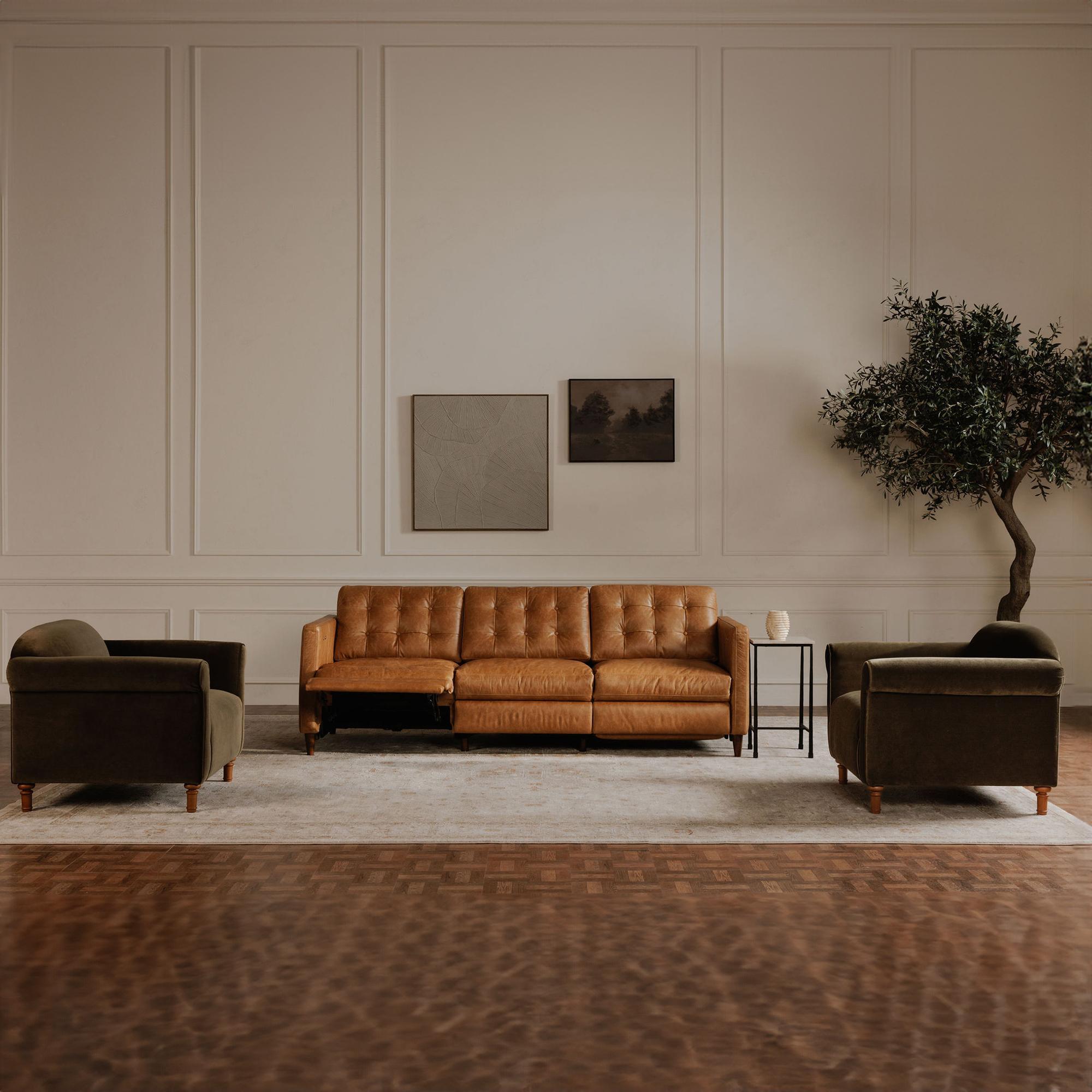 Bridgers Power Recliner Sofa Tan Leather 10 Bridgers Power Recliner Sofa Tan Leather - Image 10