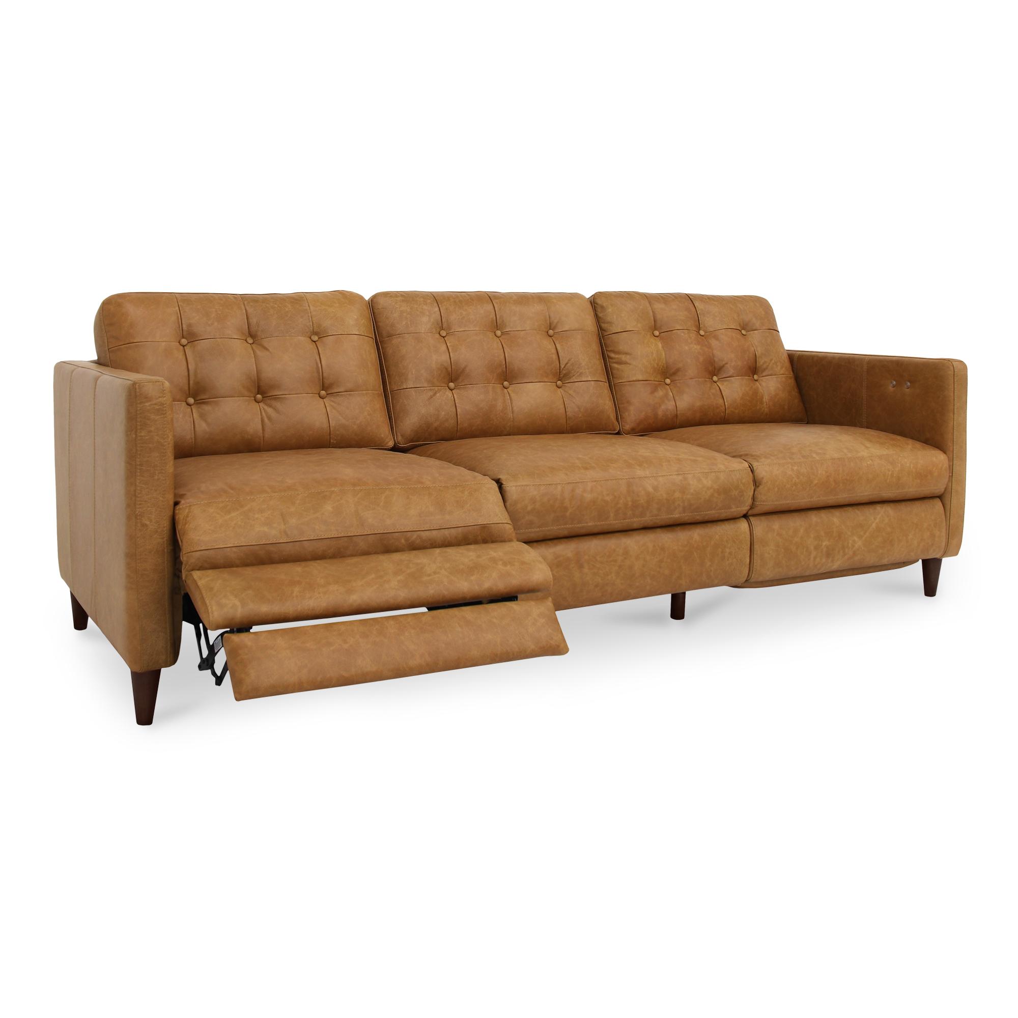 Bridgers Power Recliner Sofa Tan Leather 4 Bridgers Power Recliner Sofa Tan Leather - Image 4