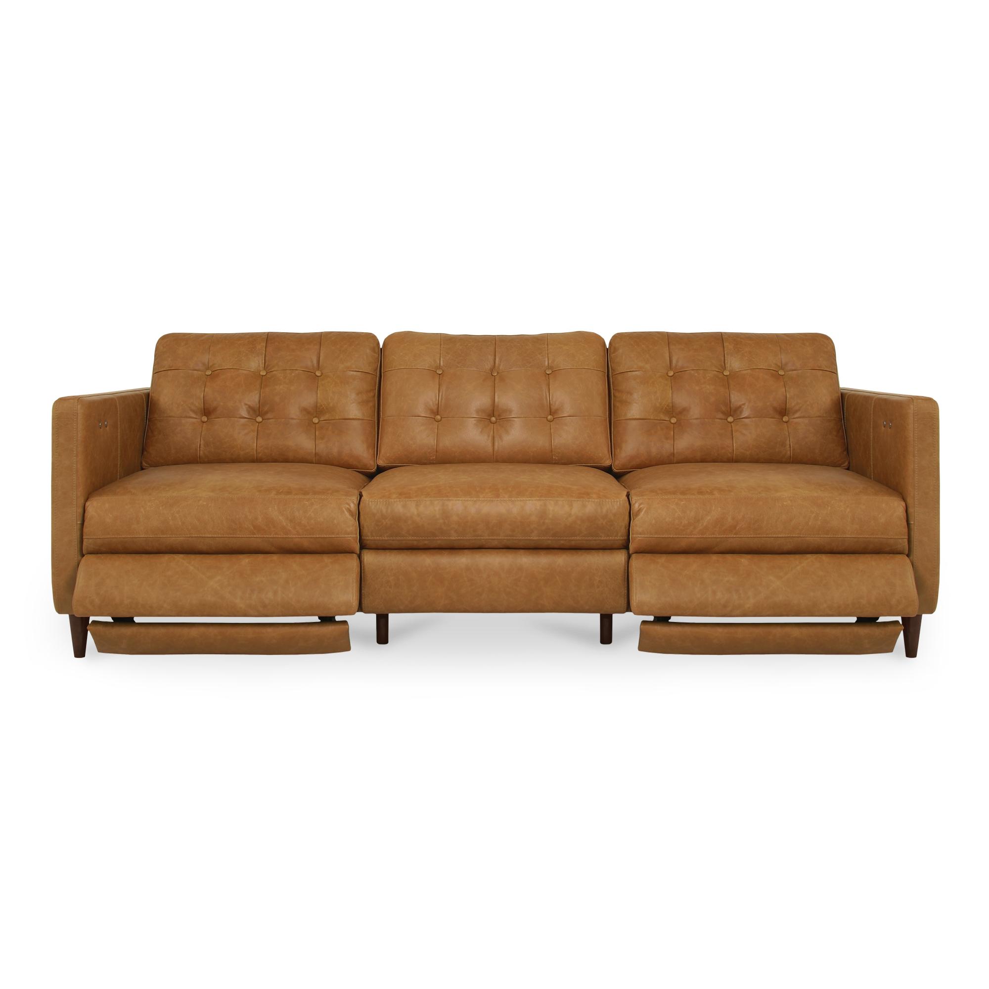 Bridgers Power Recliner Sofa Tan Leather 3 Bridgers Power Recliner Sofa Tan Leather - Image 3