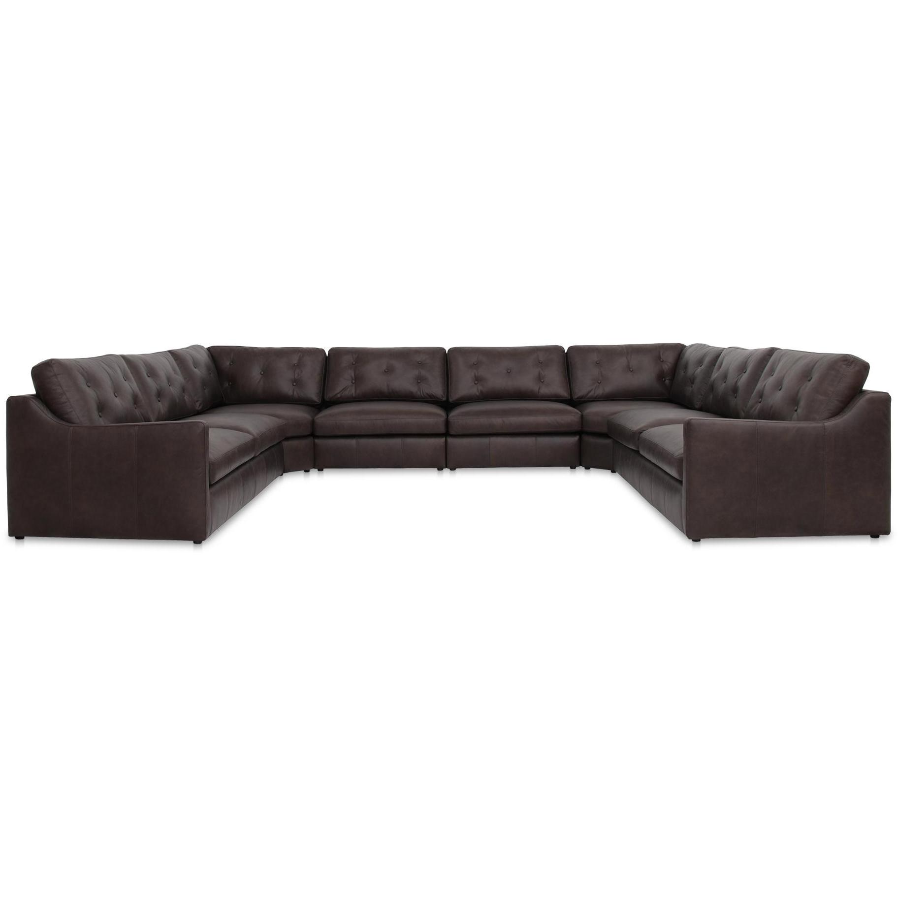 Thurlow U Shaped Modular Sectional With Arms Espresso Brown Leather