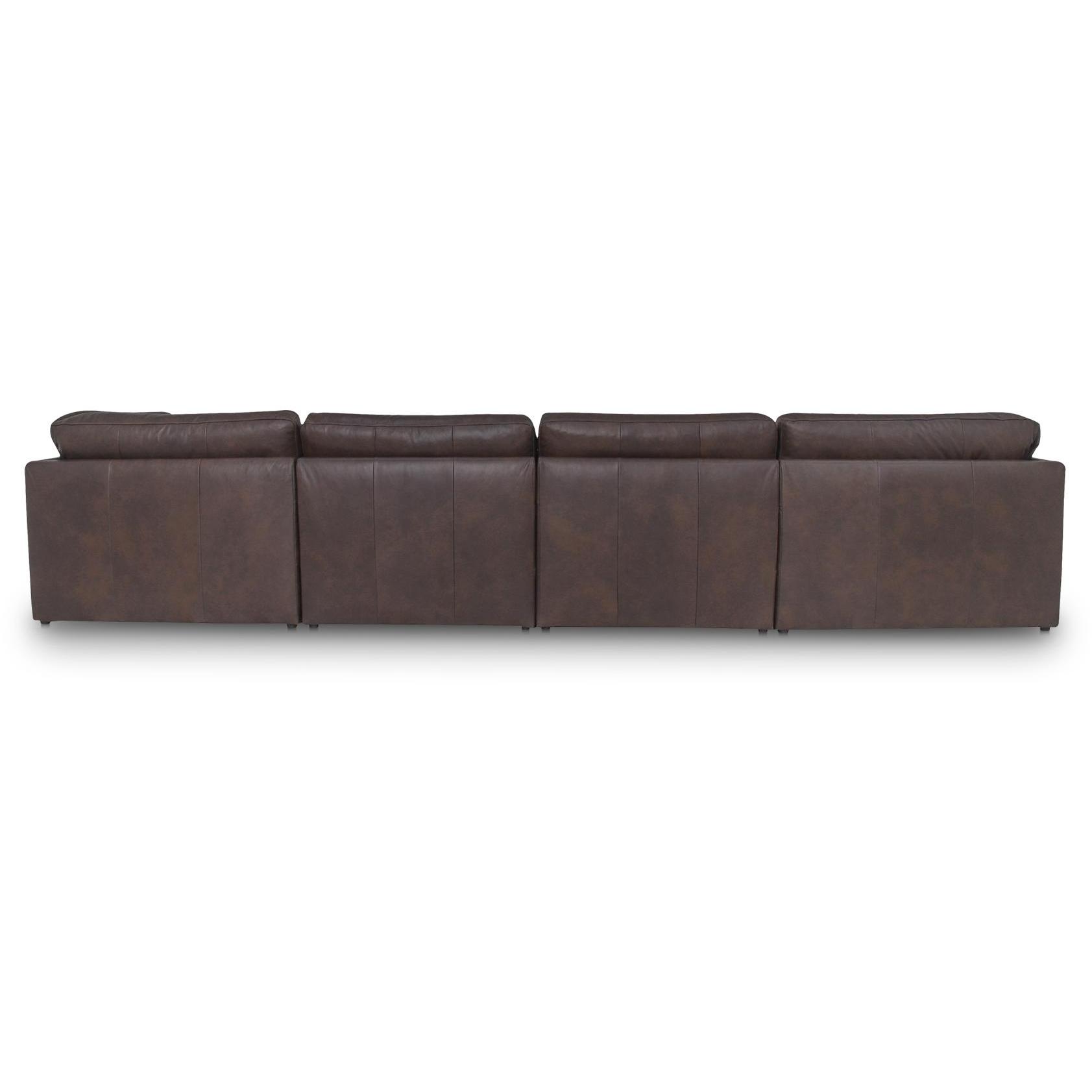 Thurlow U Shaped Modular Armless Sectional  Espresso Brown Leather 4 Thurlow U Shaped Modular Armless Sectional  Espresso Brown Leather - Image 4