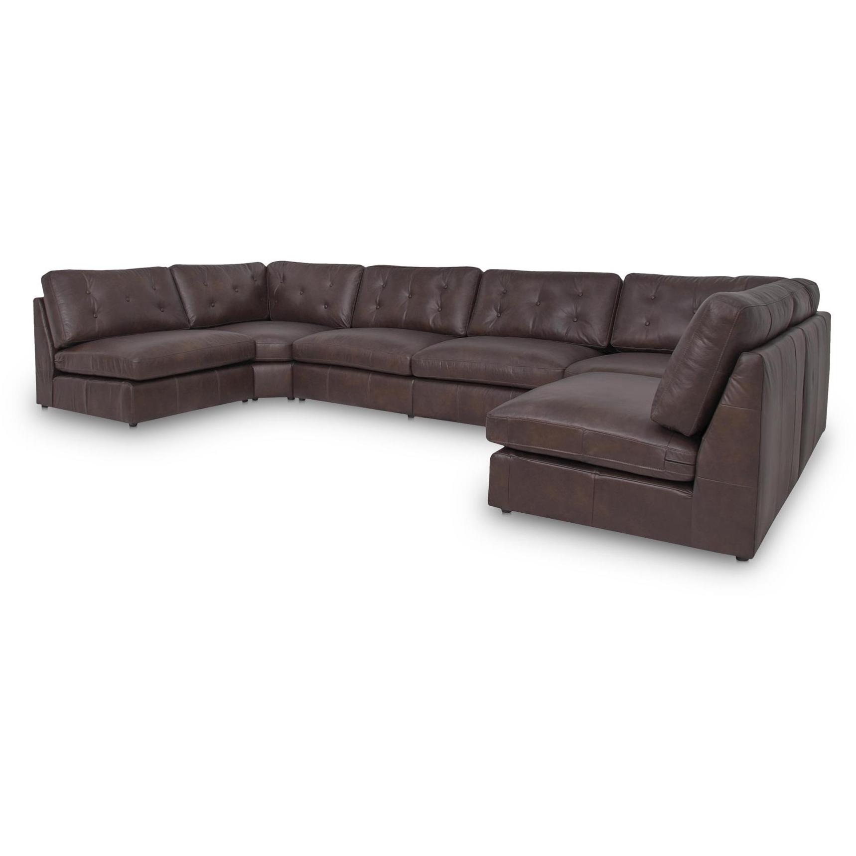 Thurlow U Shaped Modular Armless Sectional  Espresso Brown Leather 2 Thurlow U Shaped Modular Armless Sectional  Espresso Brown Leather - Image 2