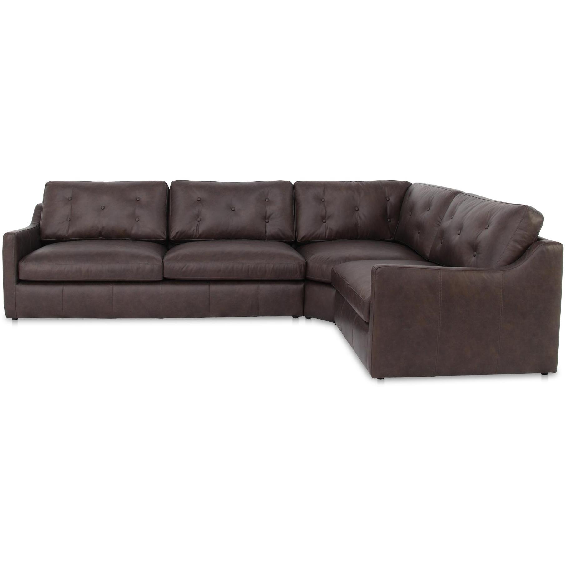 Thurlow 3 Piece Right Modular Sectional Espresso Brown Leather
