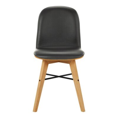 Napoli Leather Dining Chair Black-Set Of Two YC-1006-02 YC 1006 02