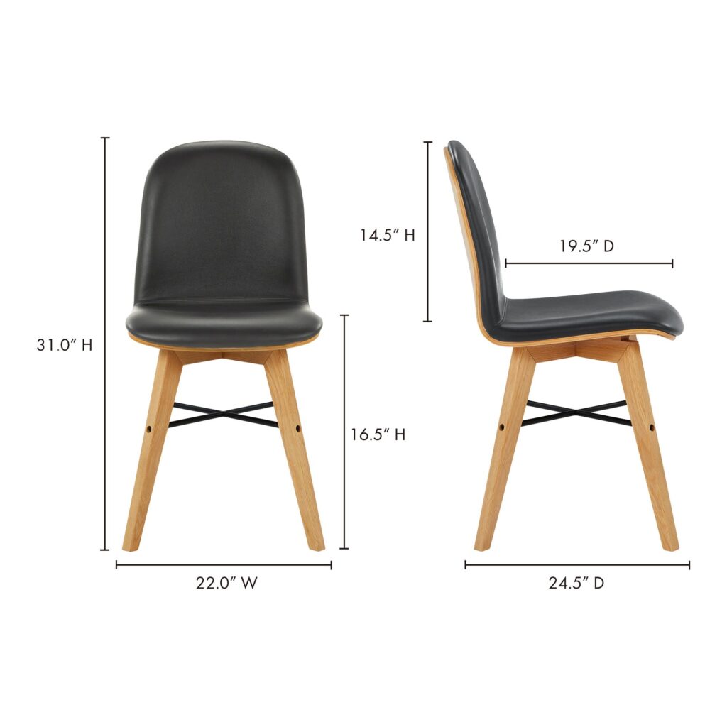 Napoli Leather Dining Chair Black-Set Of Two - Image 14