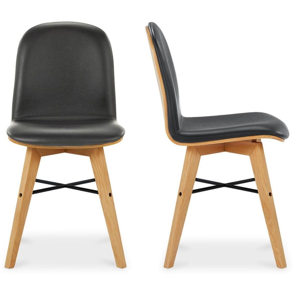 Napoli Leather Dining Chair Black-Set Of Two