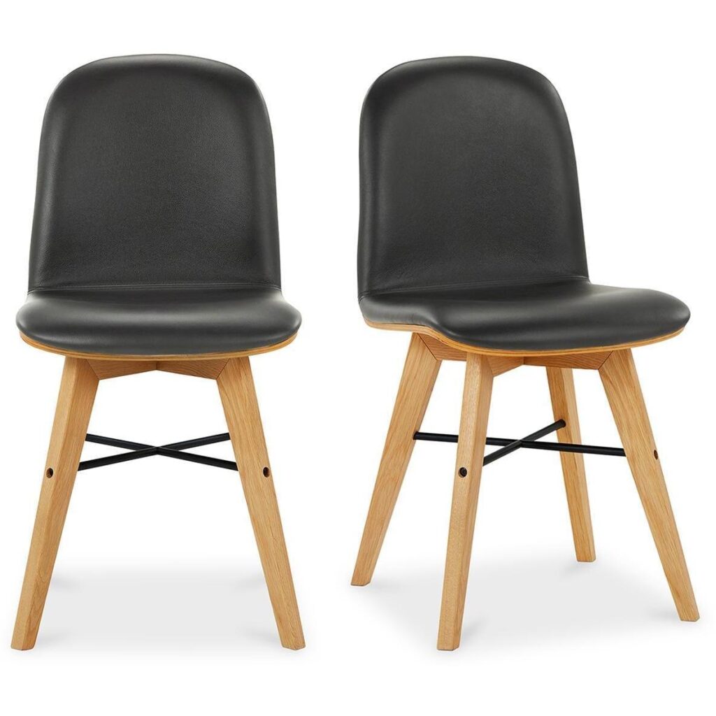 Napoli Leather Dining Chair Black-Set Of Two - Image 2