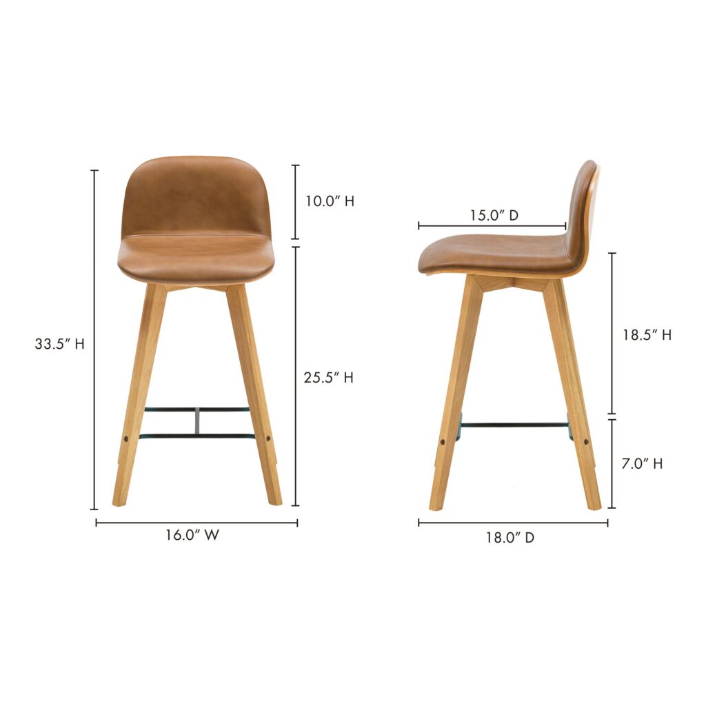 Napoli Leather Counter Stool Tan - Image 11