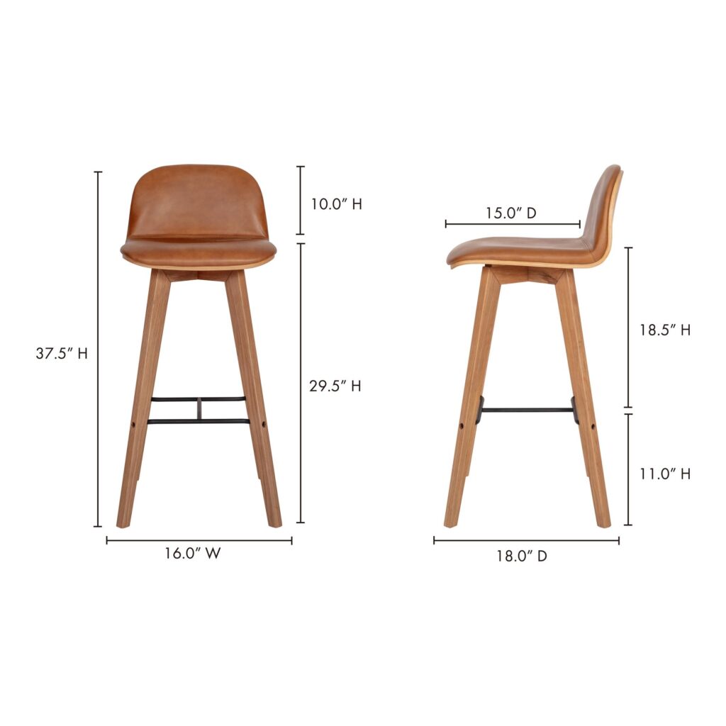 Napoli Leather Barstool Tan - Image 10