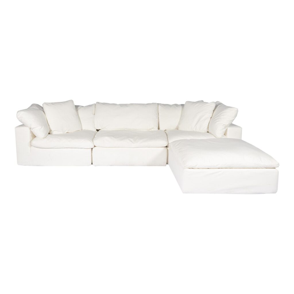 Clay Lounge Modular Sectional Livesmart Fabric White