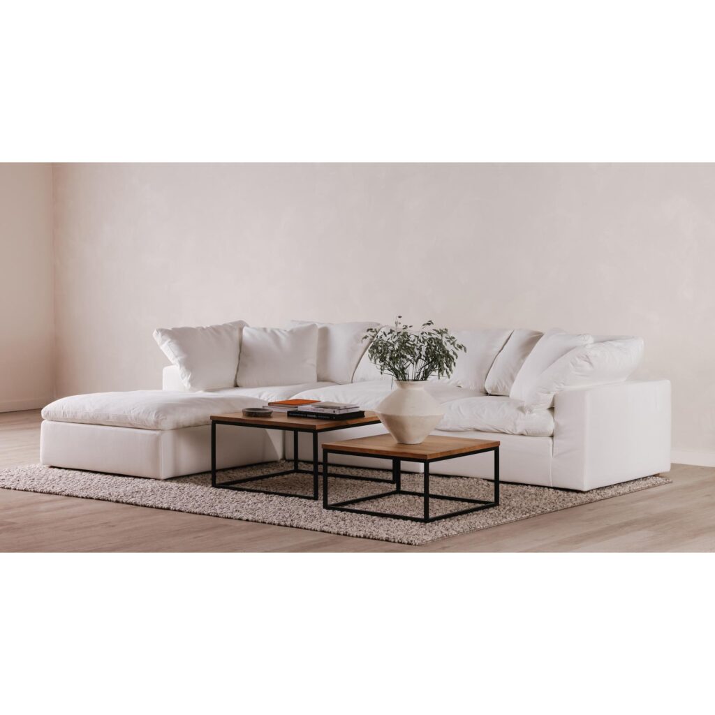 Clay Lounge Modular Sectional Livesmart Fabric White - Image 3