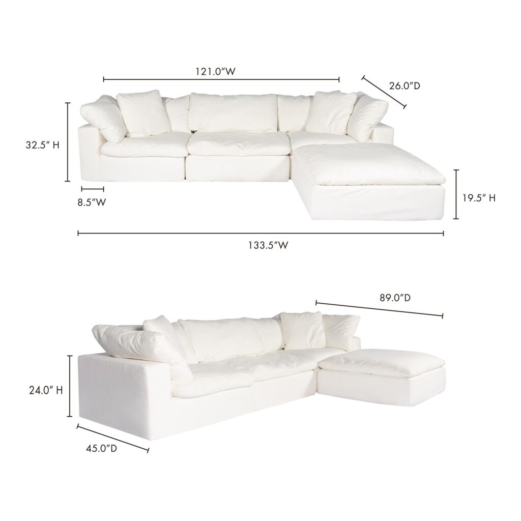 Clay Lounge Modular Sectional Livesmart Fabric White - Image 4