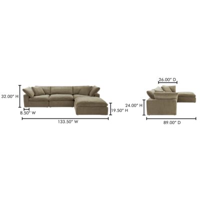 Clay Lounge Modular Sectional Performance Fabric YJ-1008-16 YJ 1008 16 70