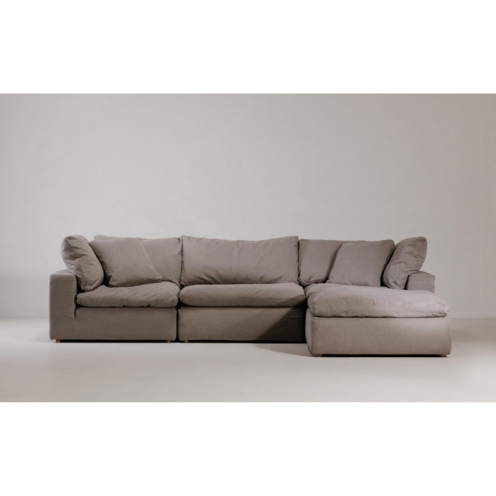 Clay Lounge Modular Sectional Livesmart Fabric Light Grey - Image 4