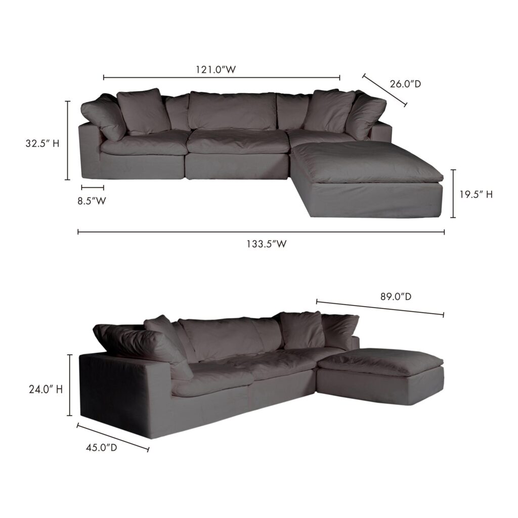 Clay Lounge Modular Sectional Livesmart Fabric Light Grey - Image 5