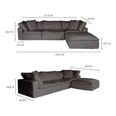 Clay Lounge Modular Sectional Livesmart Fabric Light Grey YJ-1008-29 YJ 1008 29 70