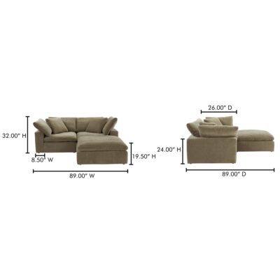 Clay Nook Modular Sectional Performance Fabric YJ-1009-16 YJ 1009 16 70