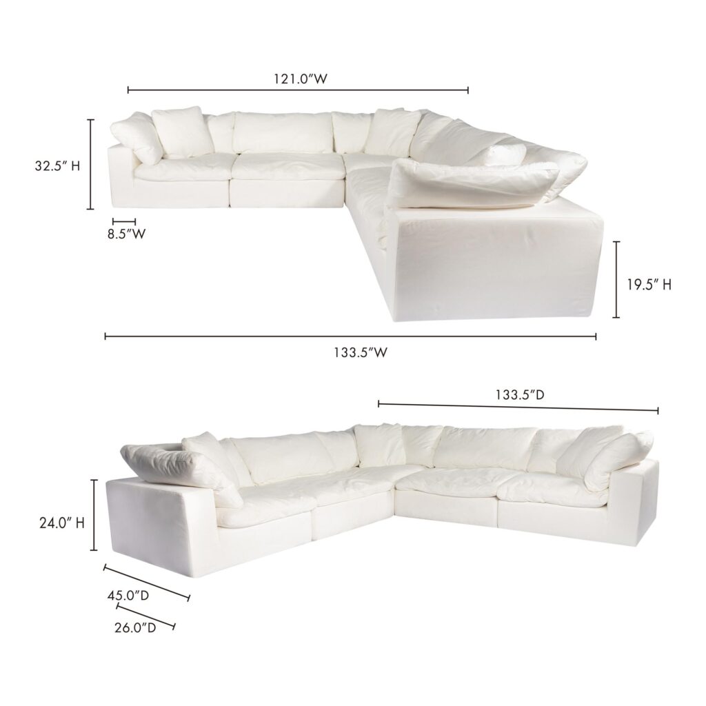 Clay Classic L Modular Sectional Livesmart Fabric White - Image 3