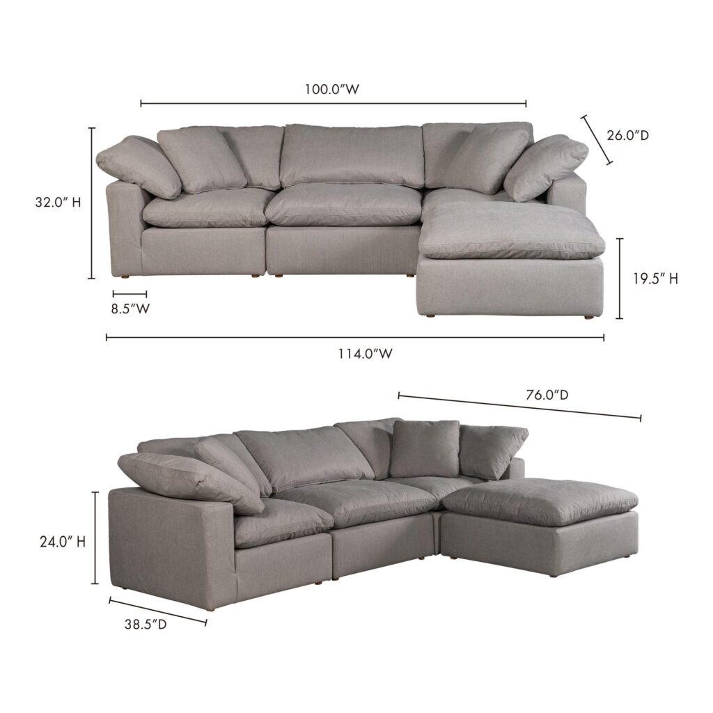 Terra Condo Lounge Modular Sectional Livesmart Fabric Light Grey - Image 7