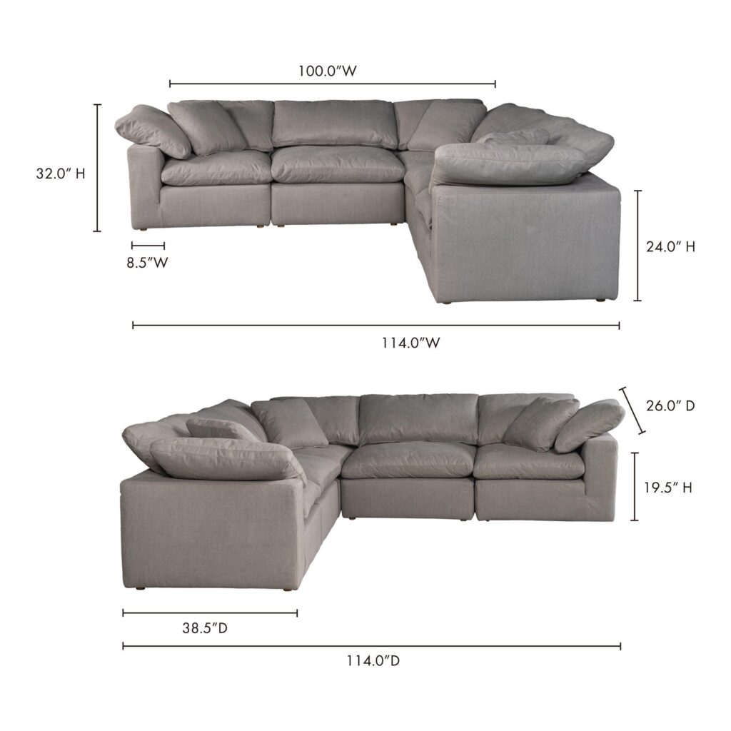 Terra Condo Classic L Modular Sectional Livesmart Fabric Light Grey - Image 5